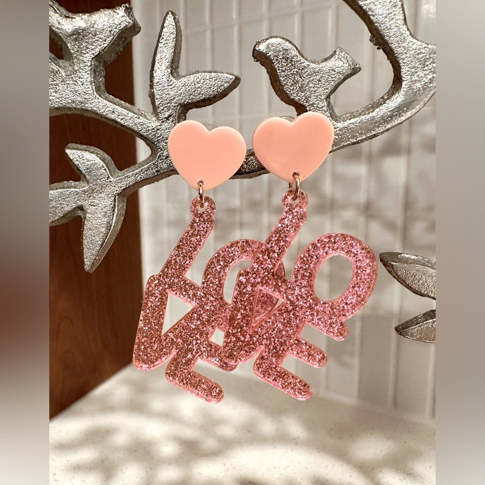 Pink BaubleBar Love Earrings